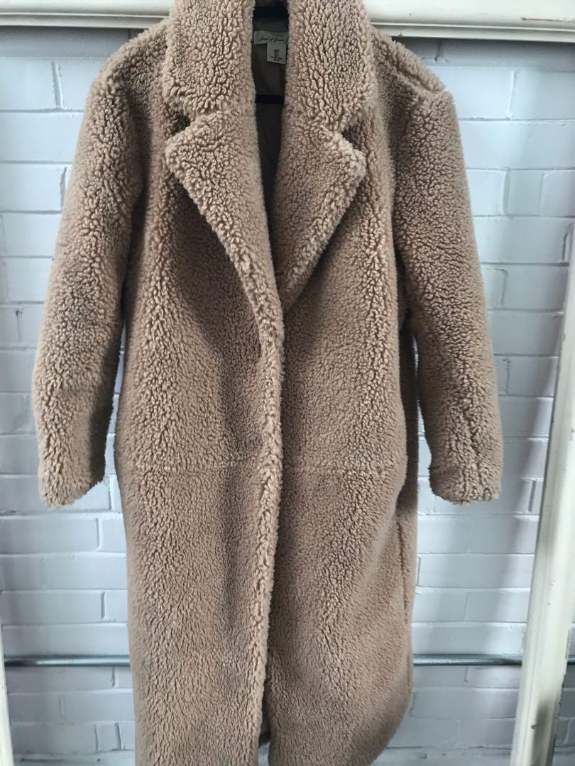 Brown teddy deals coat h&m