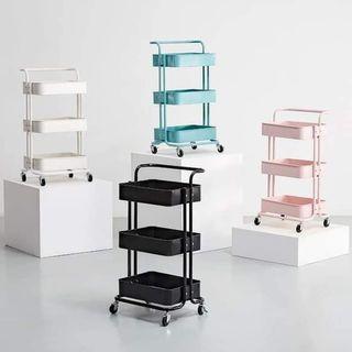 Ikea Inspired Kitchen Organizer 3 Tier Layer Storage Push Cart Save Space Bathroom Rack Wheels Stand Home Kitchen Storage Rack Sturdy Thick Movable Shelf With Wheels Bathroom Living Room Saving Storage Shelf Kitchen Organizer Storage Push Cart with Handle
