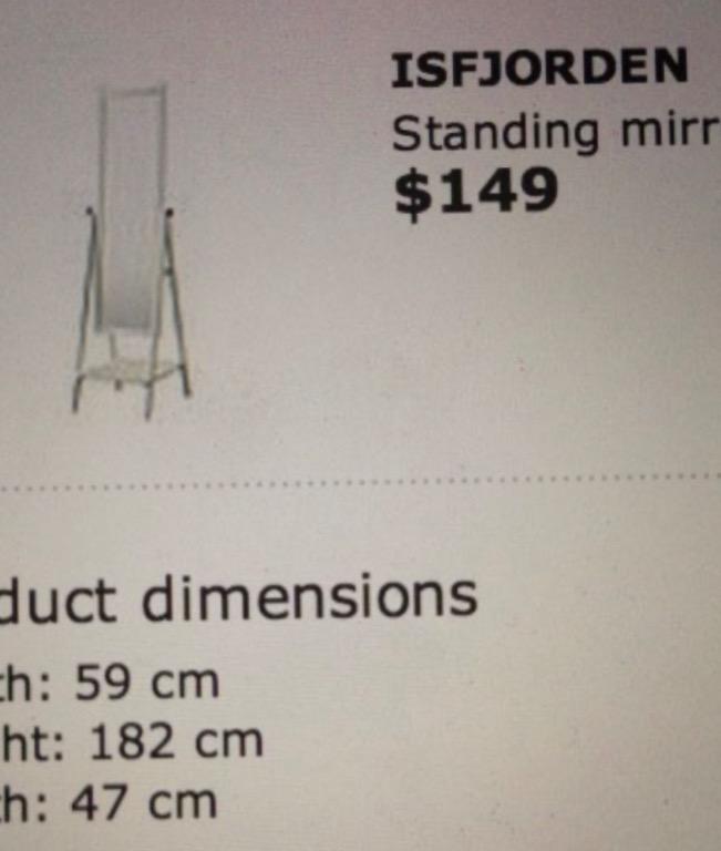IKEA White standing mirror, Furniture & Home Living, Home Decor