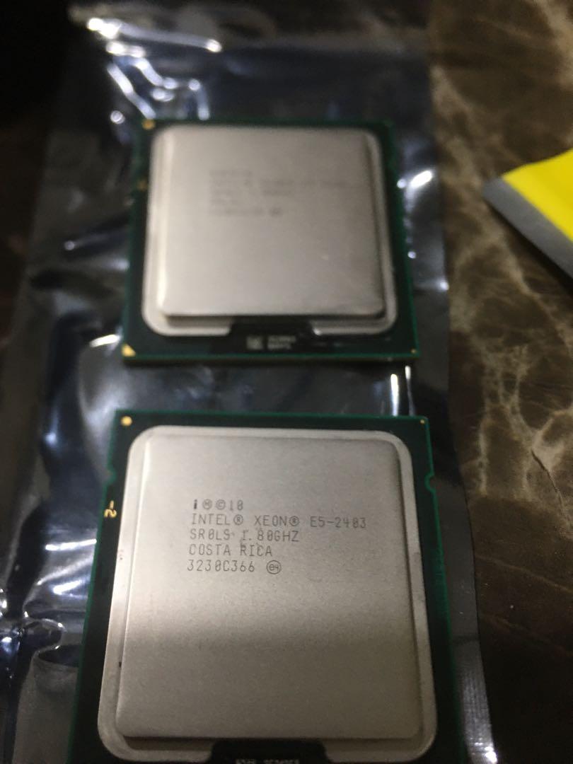 Intel Xeon Processor E5-2403 (Category: Computer Parts) located in Kuala Lumpur. Submitted by mrwalterwhite (Listing ID 1039111761, Image 1). Description: Hi all I got Intel Xeon processor for sale The spec as below Intel® Xeon® Processor E5-2403 10M Cache, 1.80 GHz, 6.40 GT/s Intel® QPI The processor just pulled out from working server Asking RM 150 for both.