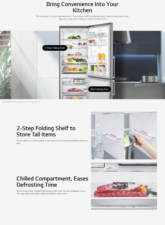 LG GBB4459GV 451L GOLD BOTTOM FREEZER REFRIGERATOR WITH INVERTER