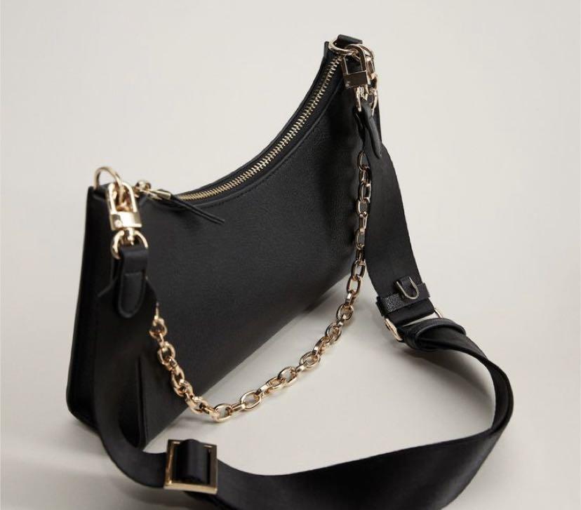 Mango baguette cheap bag black