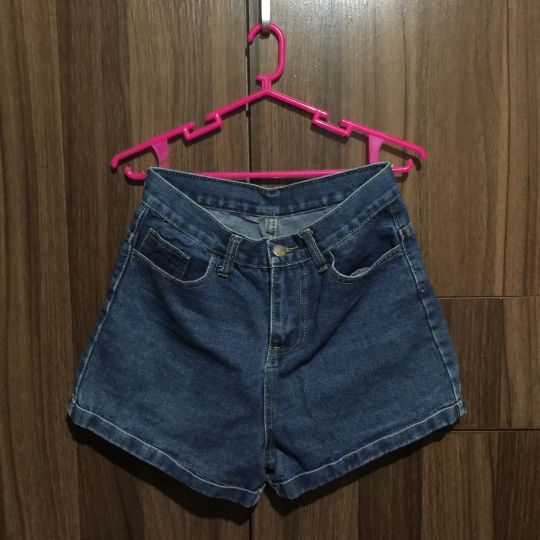 high waist maong shorts