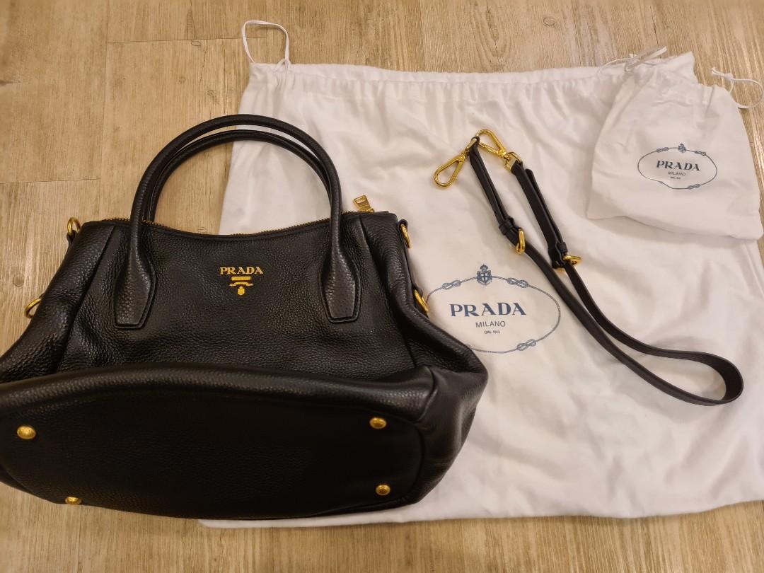 prada black leather handbag