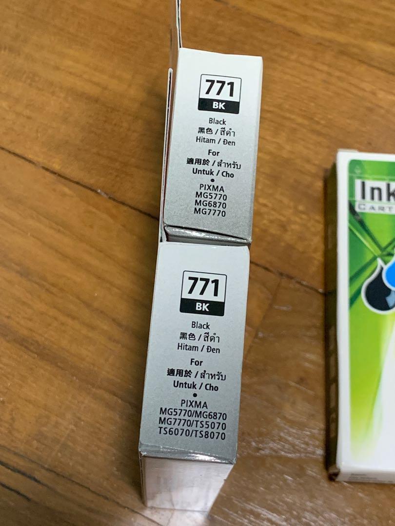 Printer ink (Category: Printers, Scanners & Copiers) located in Singapore. Submitted by nanaing (Listing ID 1039066259, Image 2). Description: All brand new ink catridges. Sealed Selling all in a set. Please see pictures for compatible printer. I was using canon MG5770 and was compatible. 2 black, 1 magenta, 1 cyan, 1 yellow.