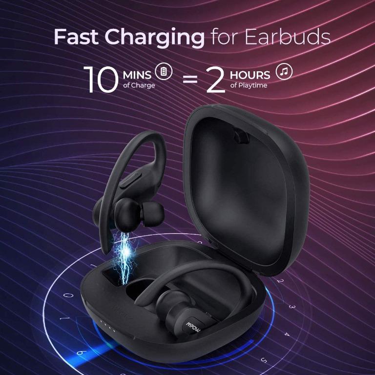 R099 Mpow Flame Pro Wireless Earbuds 4 Mics aptX Bass Bluetooth Earbuds USB C Charge Wireless Charging Case BT 5.0 32H Playtime in Ear Detection cVc8.0 Noise Cancellation for Workout at Home Black Aud...