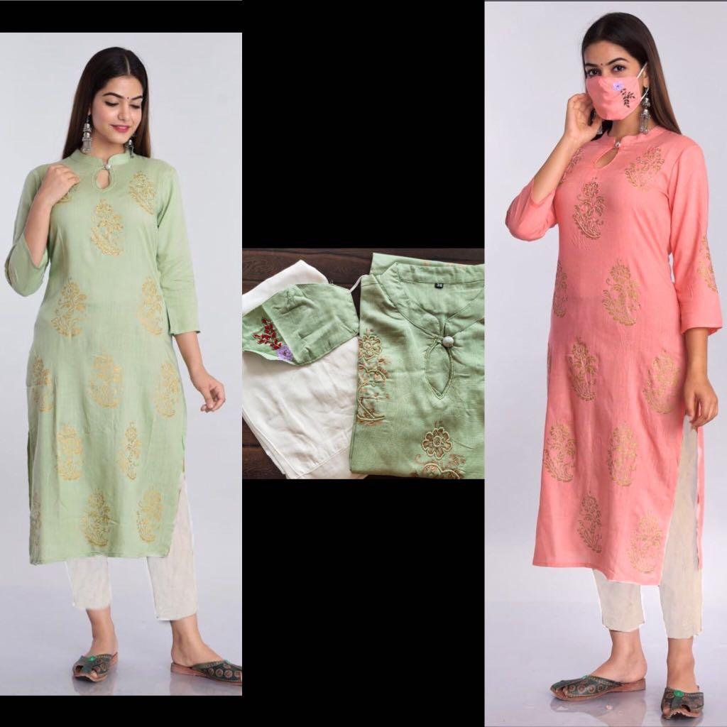 Rayon Cotton Suit With Matching Mask Deepavali Selection Diwali Collection New More Design Women S Fashion Clothes Outerwear On Carousell