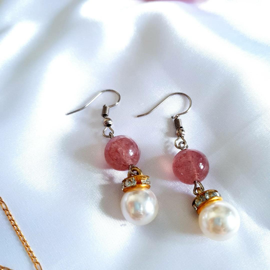 Red Aventurine earrings and necklace Women s Fashion Jewelry
