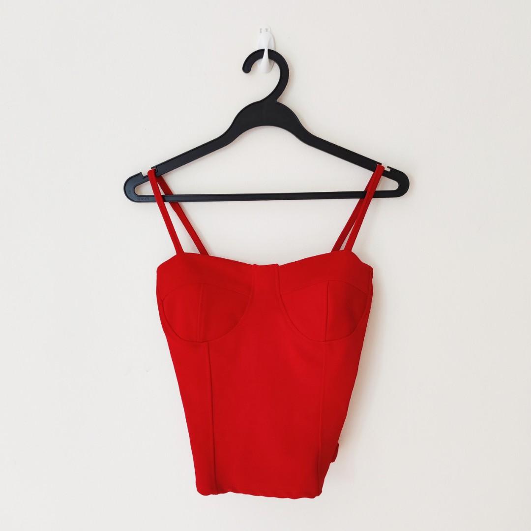 red bralette crop top