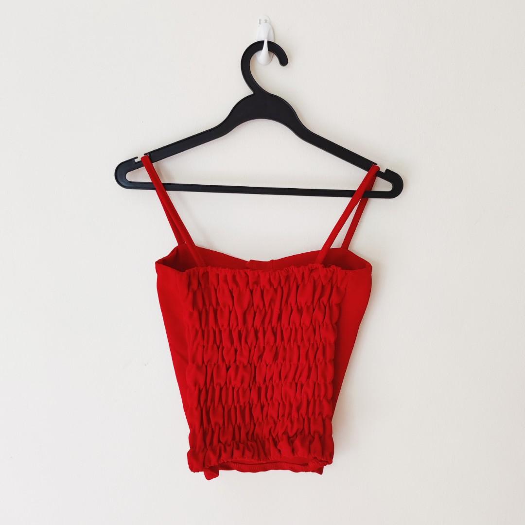 red bralette crop top