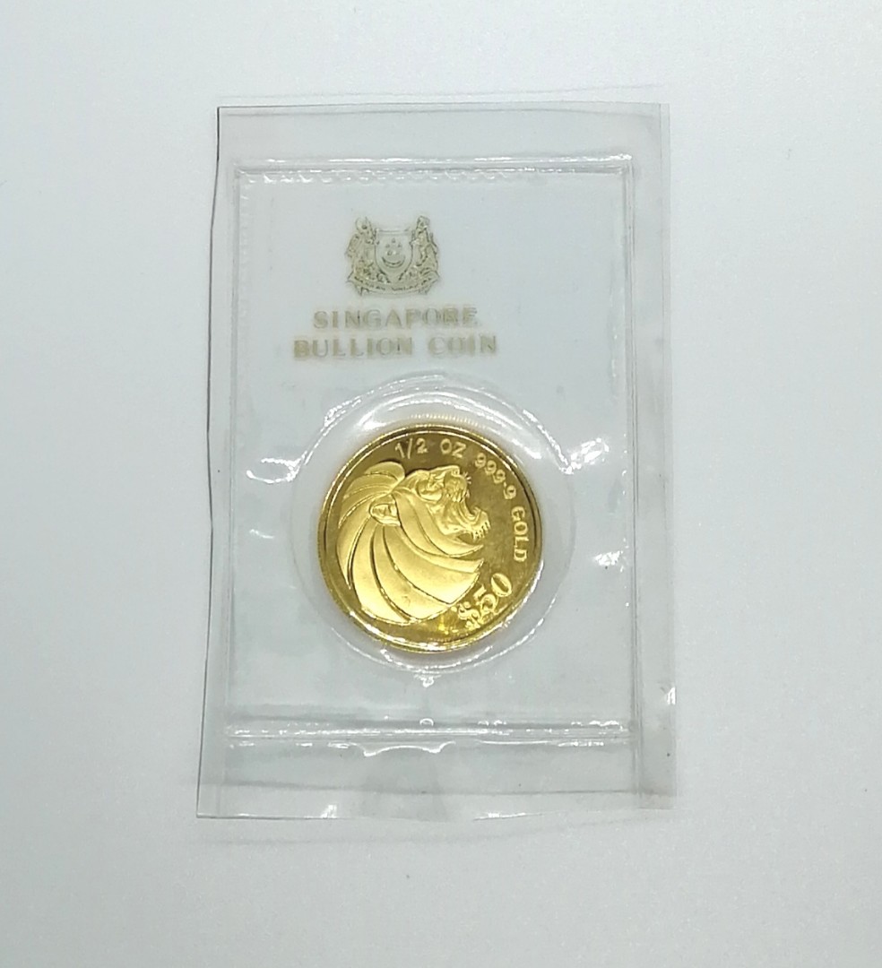 Singapore Lion 1/2 Oz 999.9 Gold Coin, Hobbies & Toys, Memorabilia