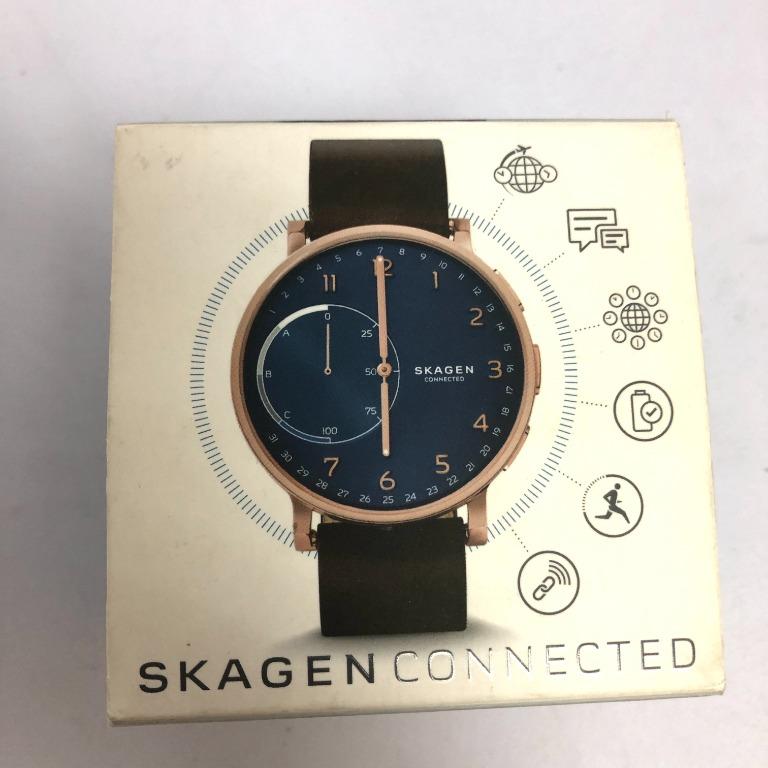Skagen Connected Men s Hagen Stainless Steel and Leather Hybrid