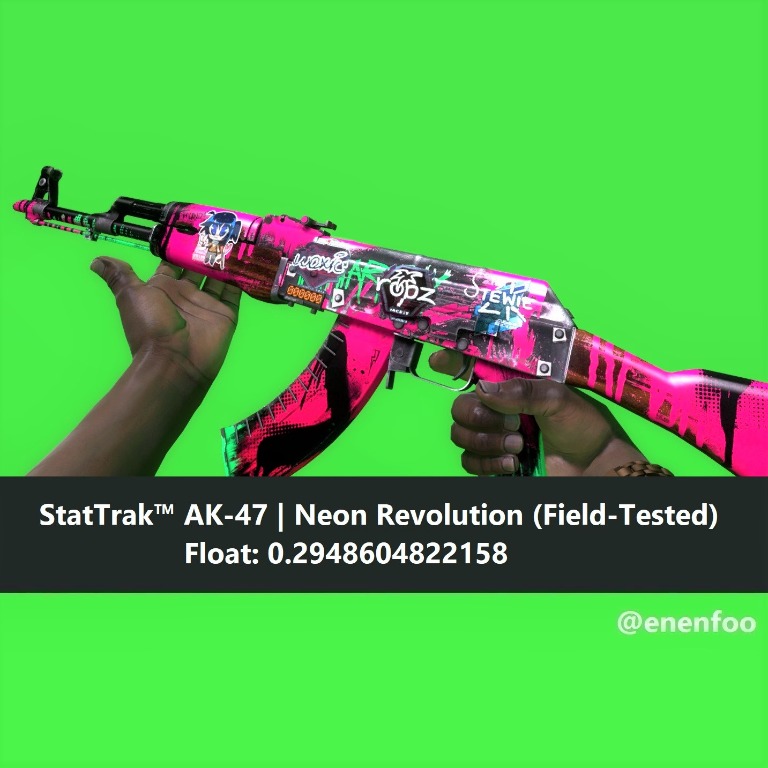 St Ak 47 Neon Revolution Ft Field Tested Csgo Skins Knife Stattrak Pink Skin Toys Games Video Gaming In Game Products On Carousell - golden ak 47 mesh roblox
