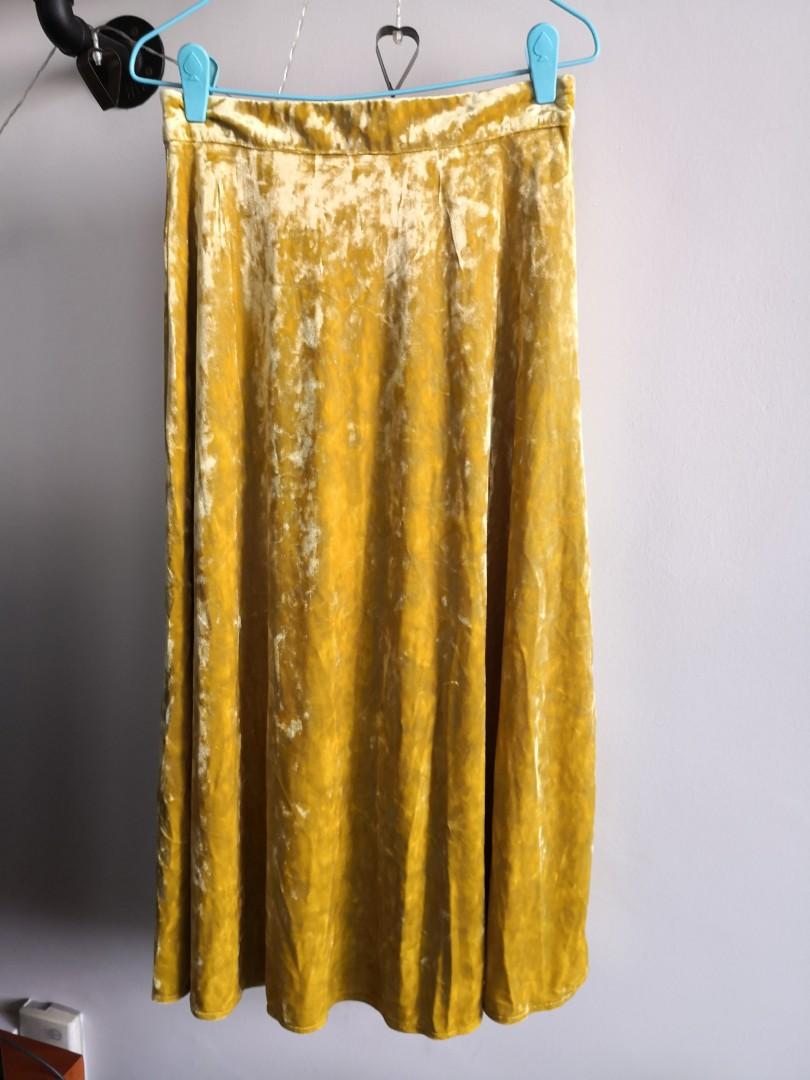 Mustard yellow sale velvet skirt