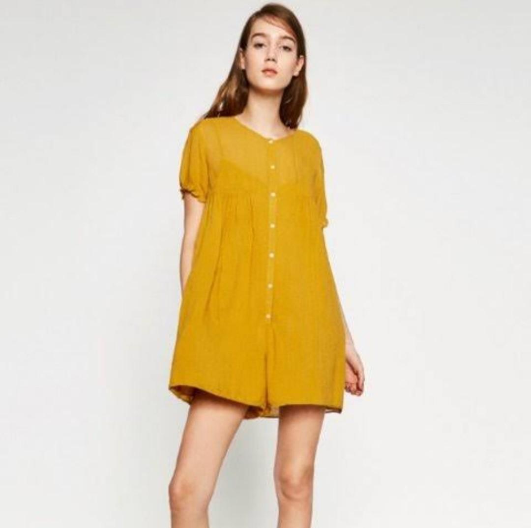 Mustard jumpsuit zara clearance