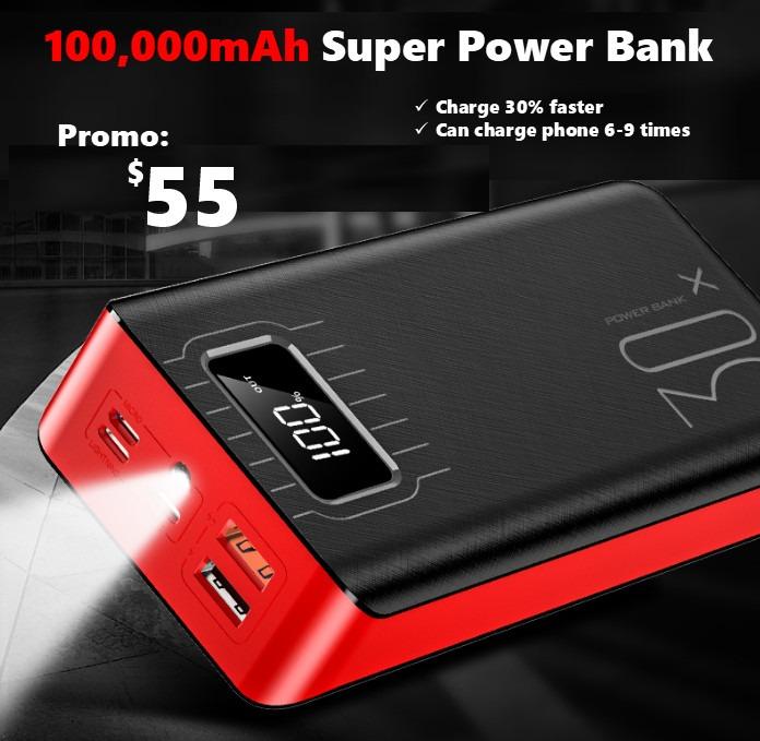 100,000 mAH Super Power Bank (for iPhone Samsung Huawei Mobile)