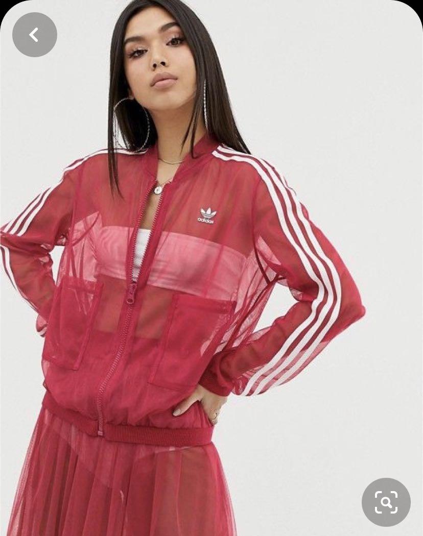 Adidas 3 Stripe Tulle Black Track Jacket