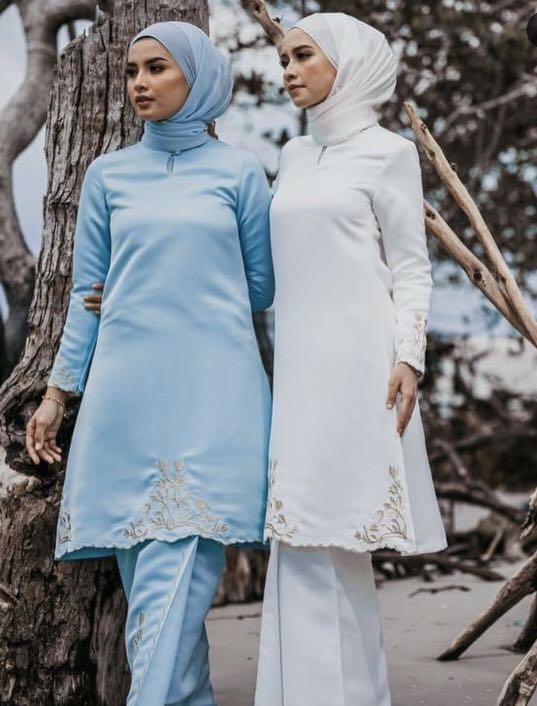 BAJU NIKAH PUTIH SULAM EMAS, Women's Fashion, Muslimah Fashion, Baju