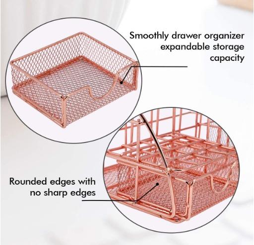 Desk organizer with drawer (Category: Storage Boxes & Baskets) located in Manila. Submitted by trustradeglobal (Listing ID 1045602475, Image 3). Description: A Great Rose Gold Desk Organizer for keeping your desktop neat and tidy. This flexible 6 in 1 desktop organizer set is designed with 5 independent compartments and 1 cute sliding drawer, you will choose where to place your pens, pencils, notebooks and much more. Let your creativity run high!