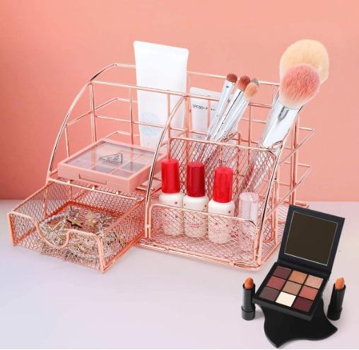 Desk organizer with drawer (Category: Storage Boxes & Baskets) located in Manila. Submitted by trustradeglobal (Listing ID 1045602475, Image 2). Description: A Great Rose Gold Desk Organizer for keeping your desktop neat and tidy. This flexible 6 in 1 desktop organizer set is designed with 5 independent compartments and 1 cute sliding drawer, you will choose where to place your pens, pencils, notebooks and much more. Let your creativity run high!