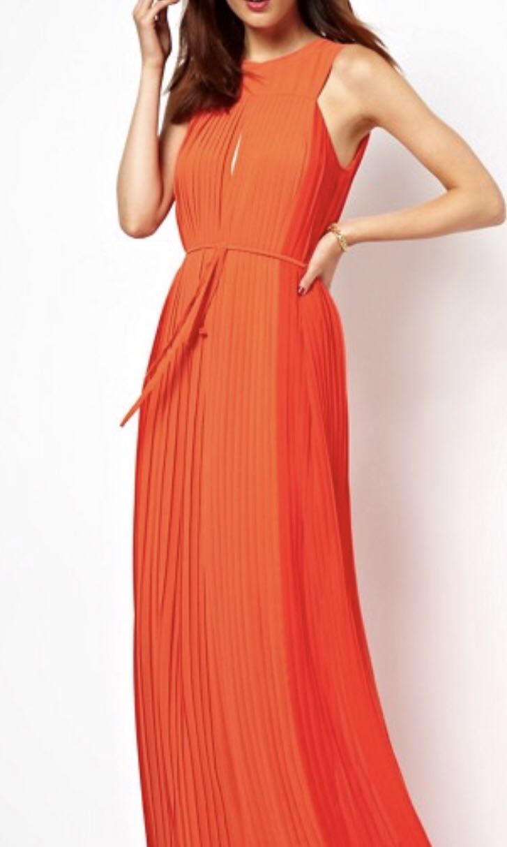 French Connection Orange Pleated Dress Women s Fashion Muslimah