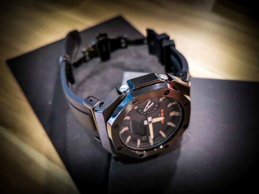 Accessori for orologi adatti for Casio G-SHOCK GA-2100 cinturino in acciaio inossidabile cassa in metallo lunetta GA2100 GA2110 GA-B2100 cinturino da uomo rimontato(Single case silver