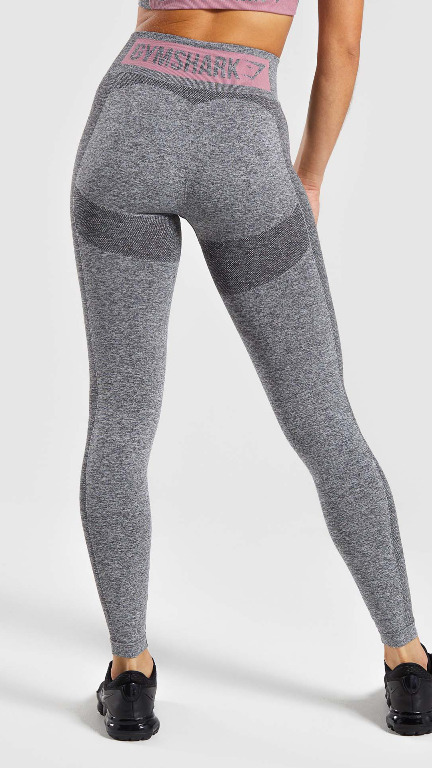 GymShark Women's Flex Leggings Waistband Logo Gray Size: S