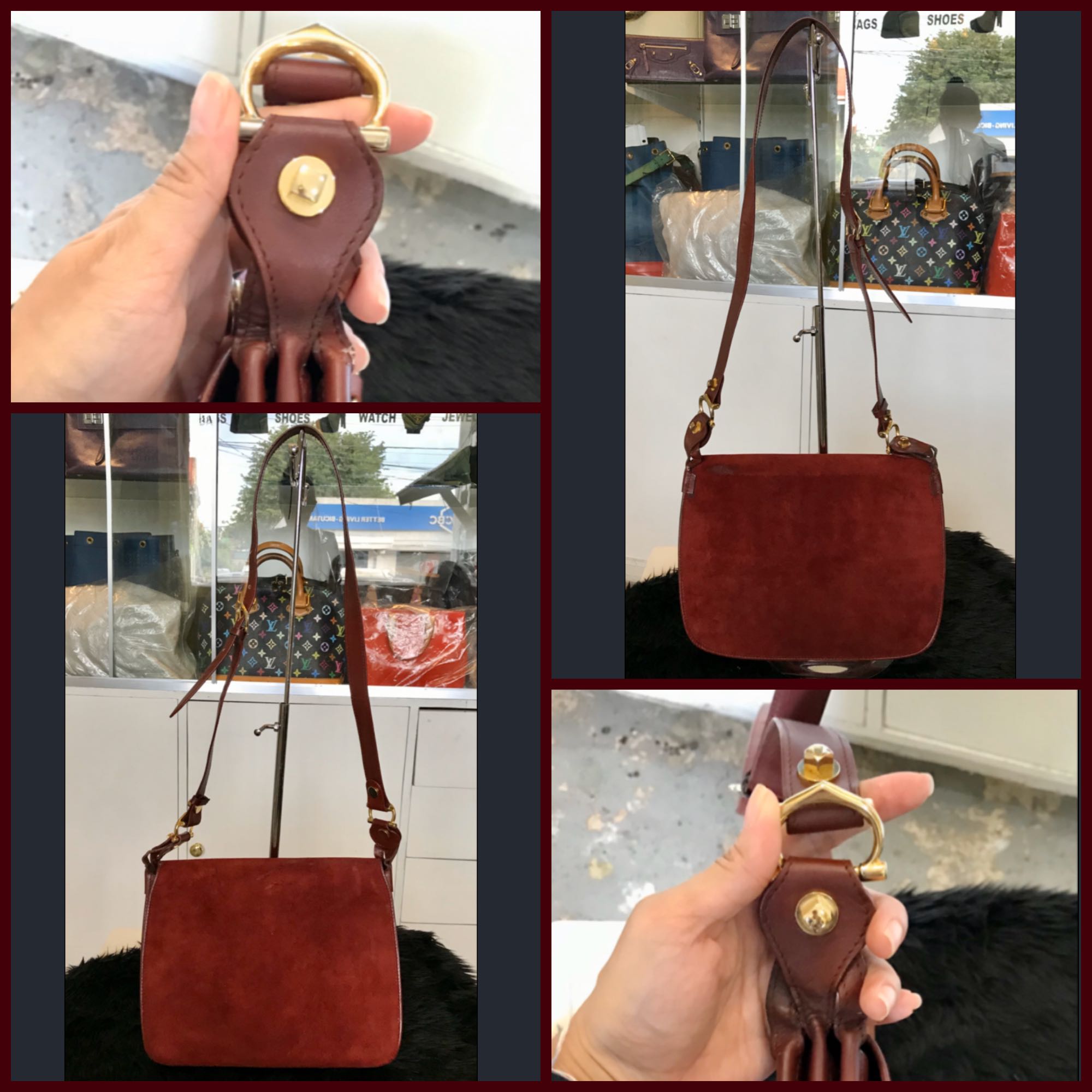 Les Must De Cartier Suede Artist Sling Bag in Red Wine Luxury Bags Wallets on Carousell