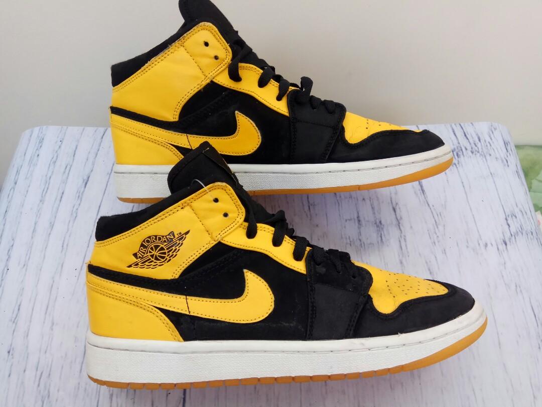 Nike Air Jordan 1 Mid New Love Black Yellow Men s Fashion