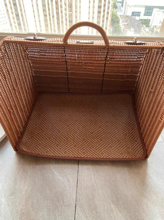Picnic Basket Cat Dog Pet Carrier Bed House Cage Rattan Cane