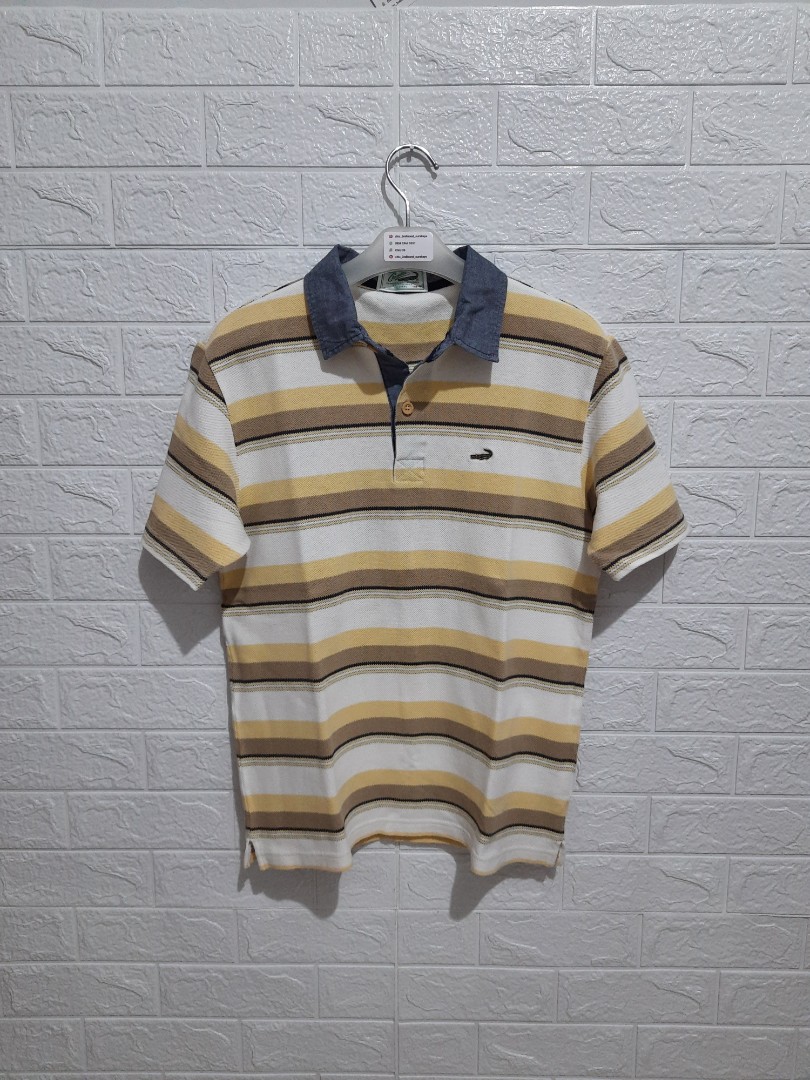Polo Shirt Crocodile Original motif garis Fesyen Pria Pakaian