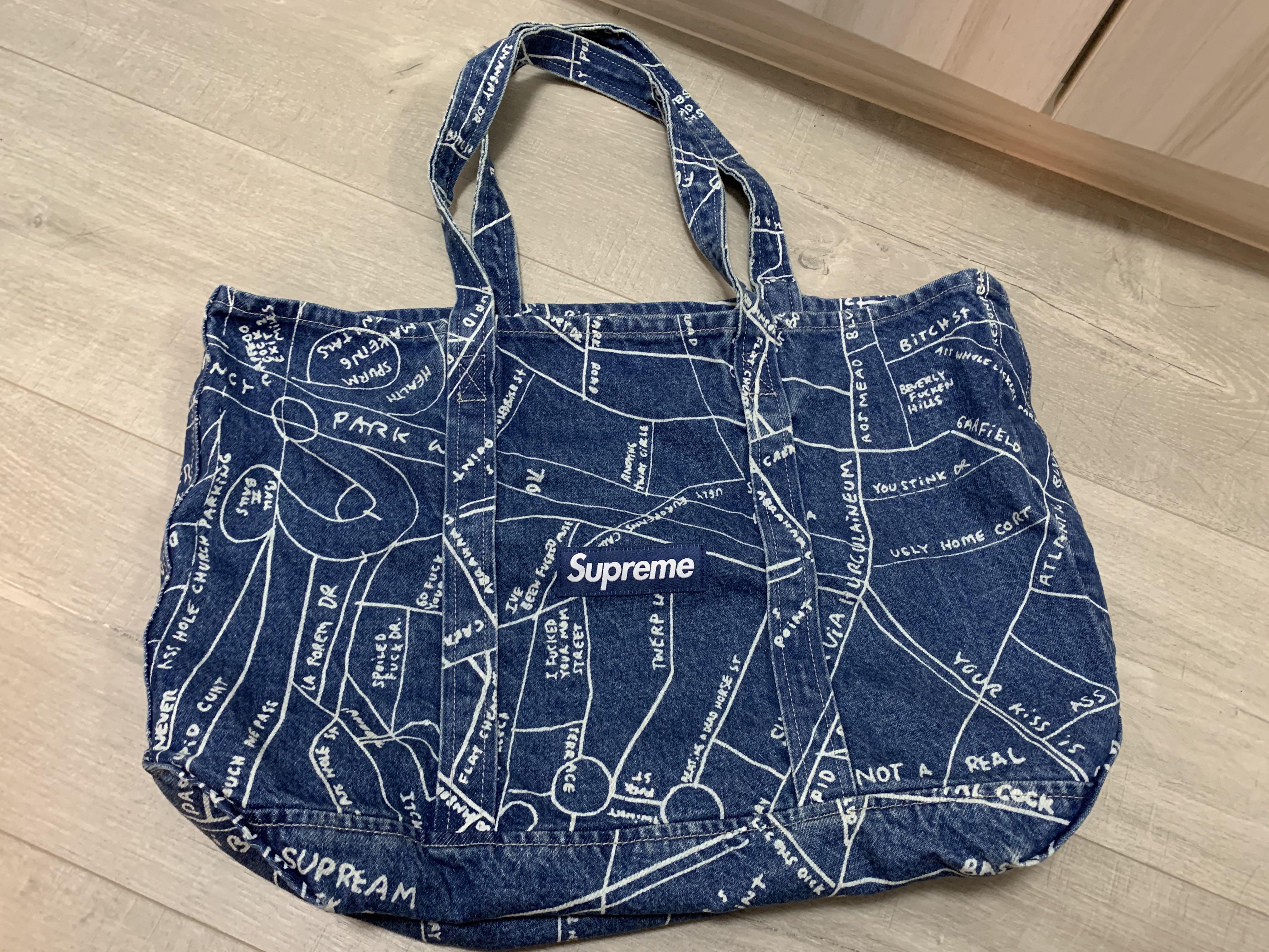 Supreme Gonz Map Denim Tote Bag - Blue for Women