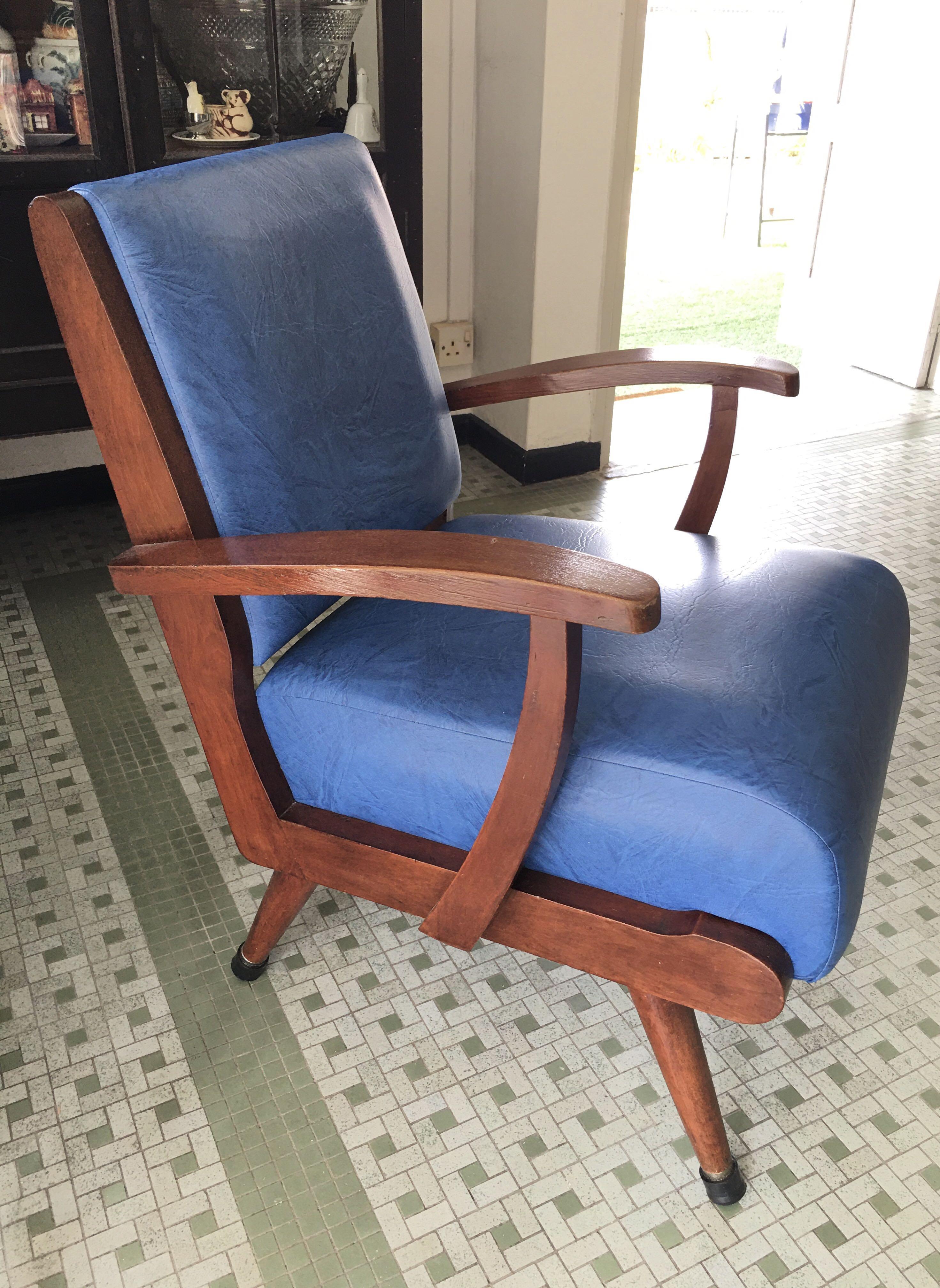 Reserved Vintage solid armchair with metal leg caps a pair is available Furniture Home Living Furniture Other Home Furniture on Carousell