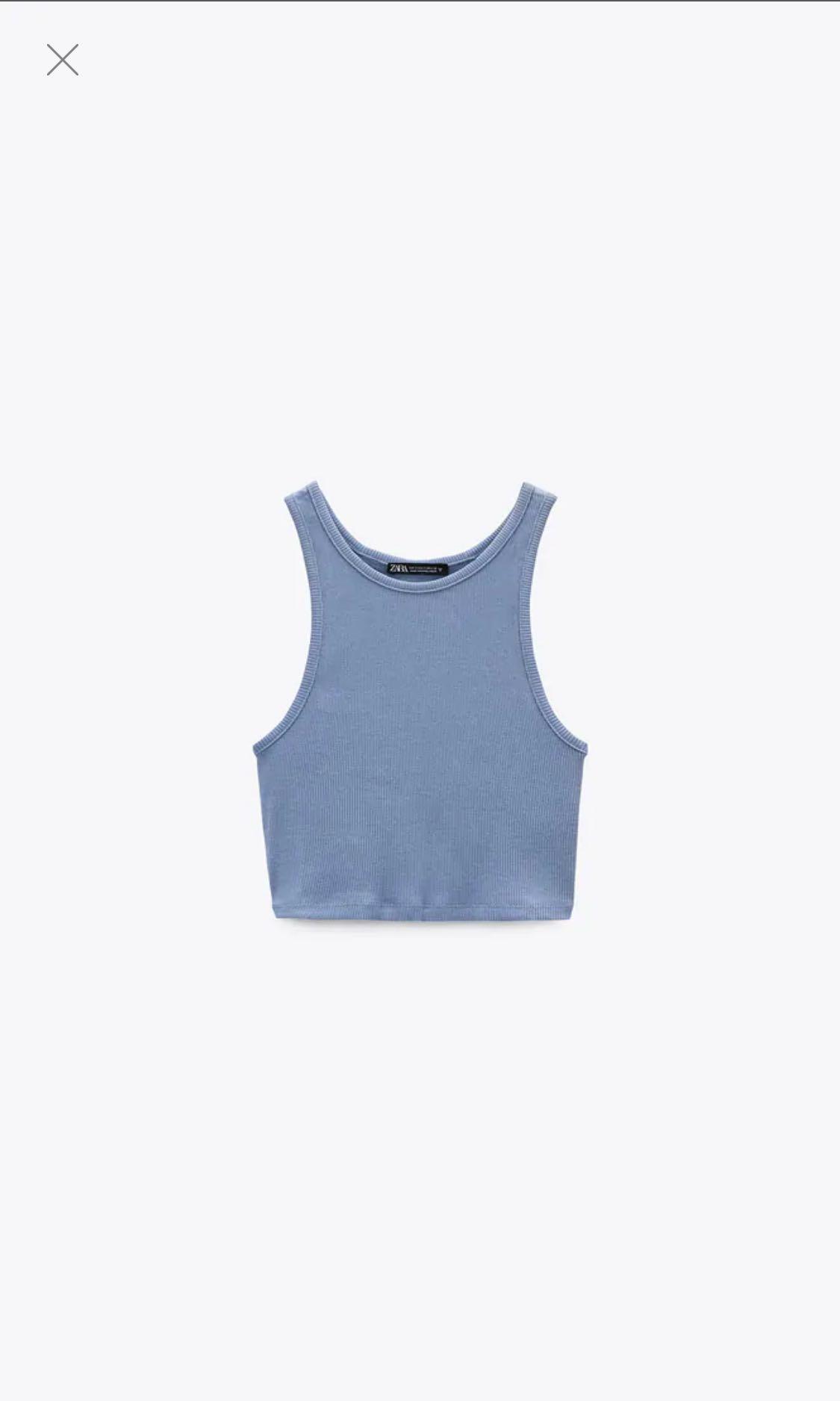 Zara blue ribbed top clearance