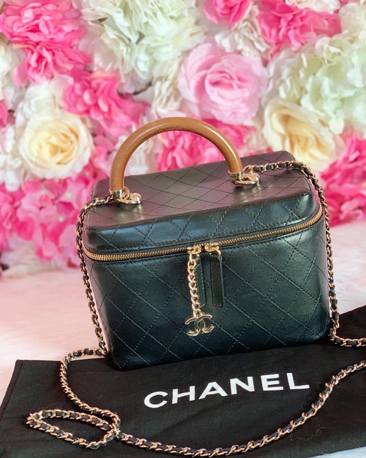 Chanel Black Quilted Leather Knock On Wood Top Handle Bag Chanel  TLC