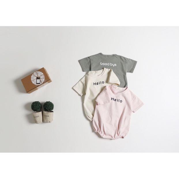 Korean Baby Hello Onesie in Cream