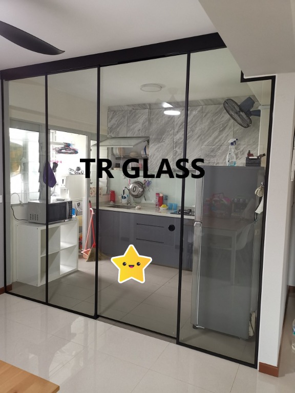 Frameless Tempered Glass Sliding Door , Home Services, Others on Carousell