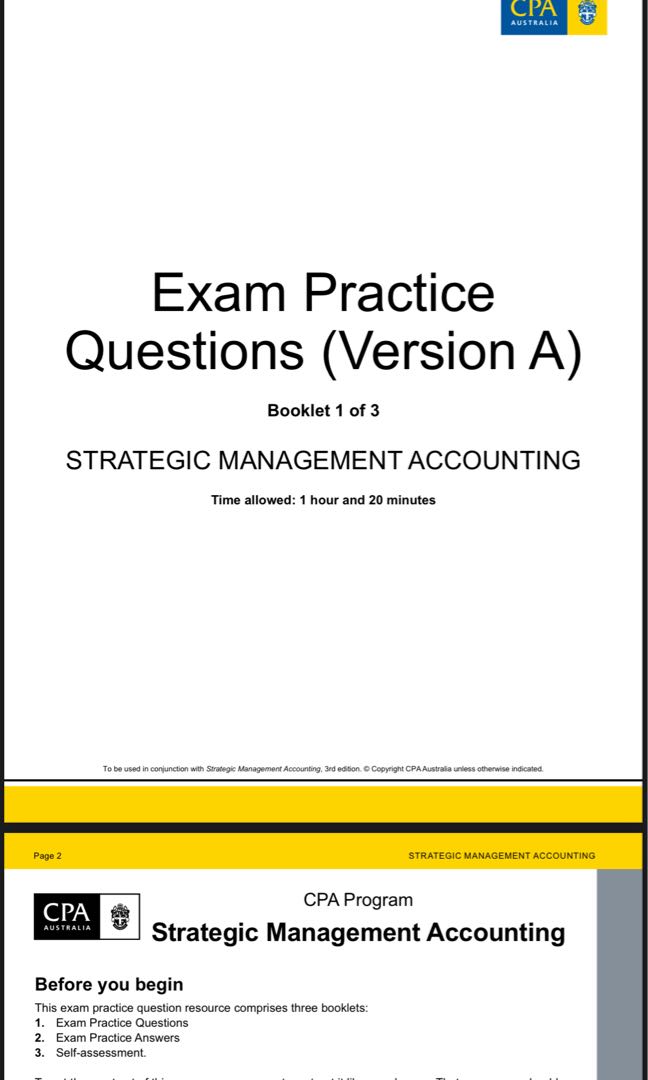 CPA Australia Strategic Management Accounting Exam Questions, Books