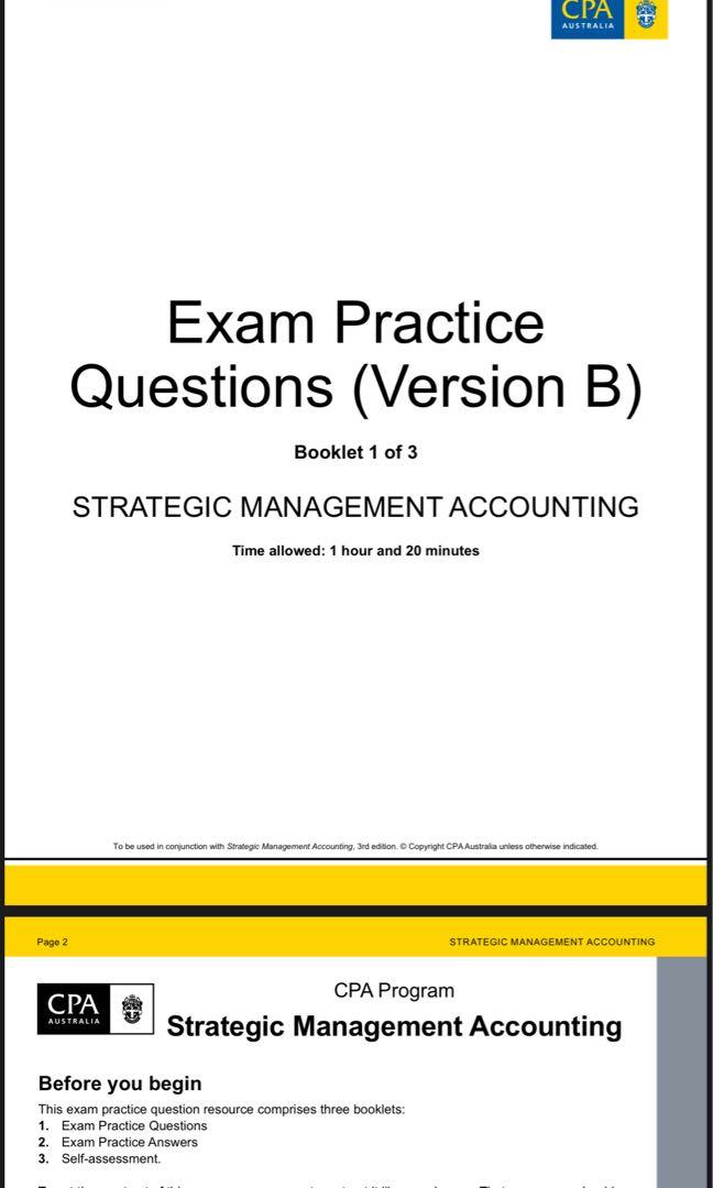CPA Australia GSL book Strategic Management Accounting Exam Questions