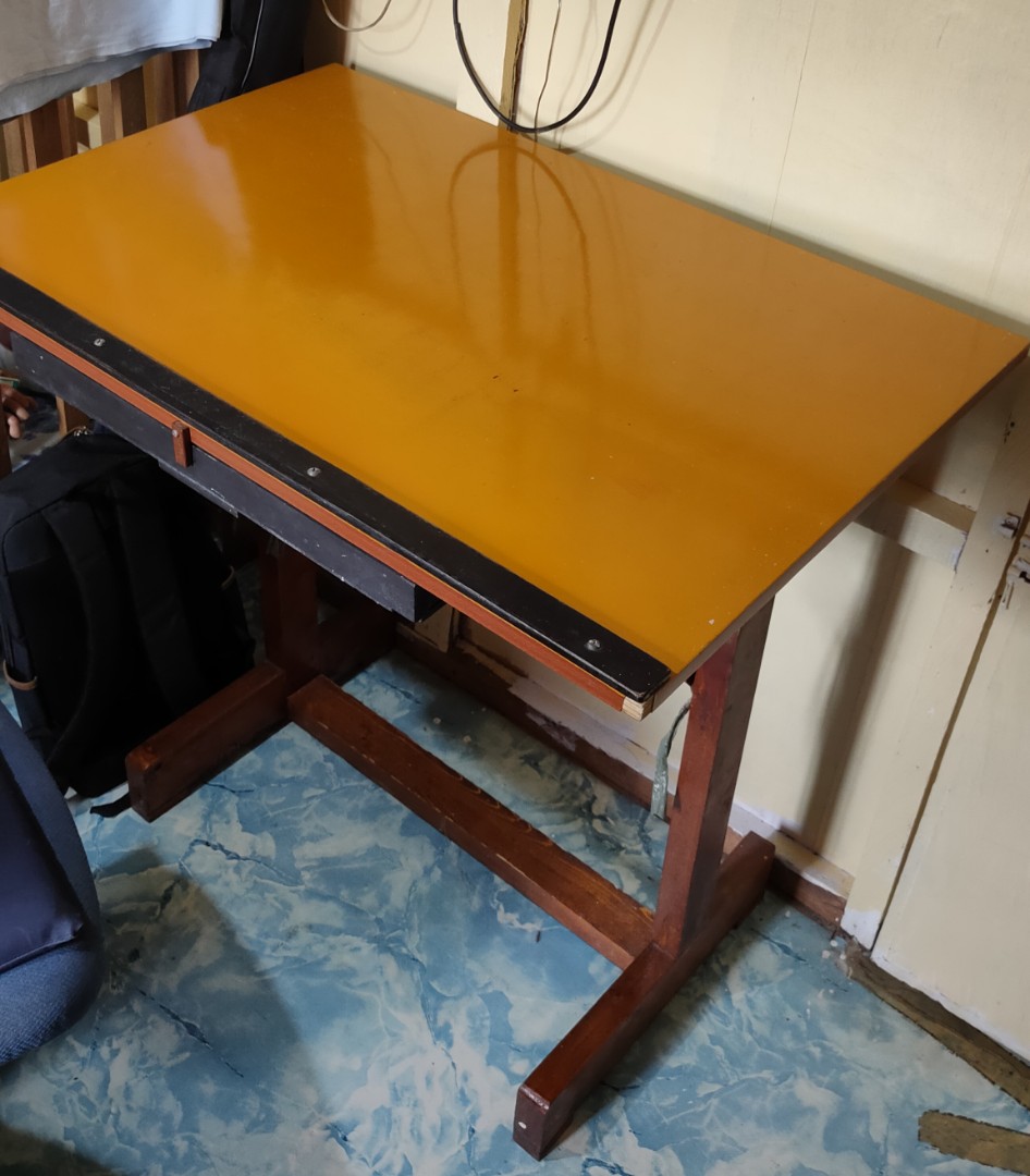 Drafting table orange, Furniture & Home Living, Furniture, Tables
