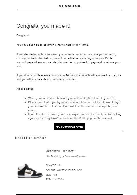 Slam sales jam raffle