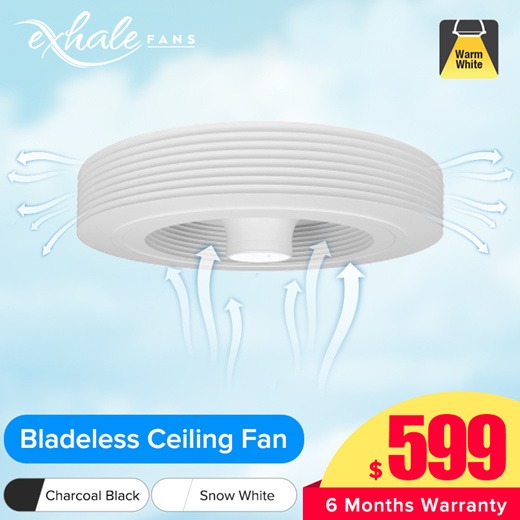 EXHALE Bladeless Ceiling Fan 360 deg air displacement Vortex Eco