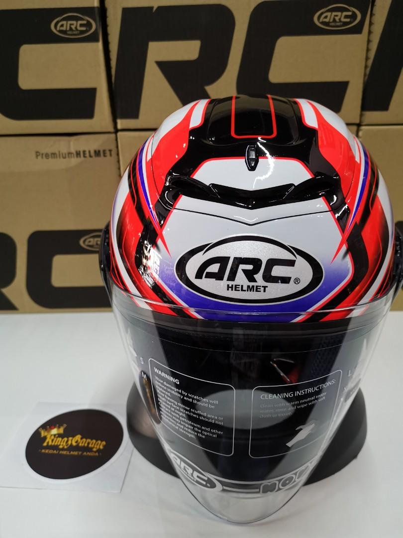 Helmet ARC Ritz YF Design Merah Red, Auto Accessories on Carousell