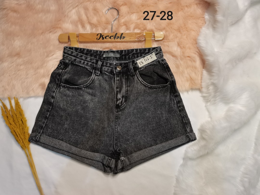 Highwaist Denim Short/Faded Black 