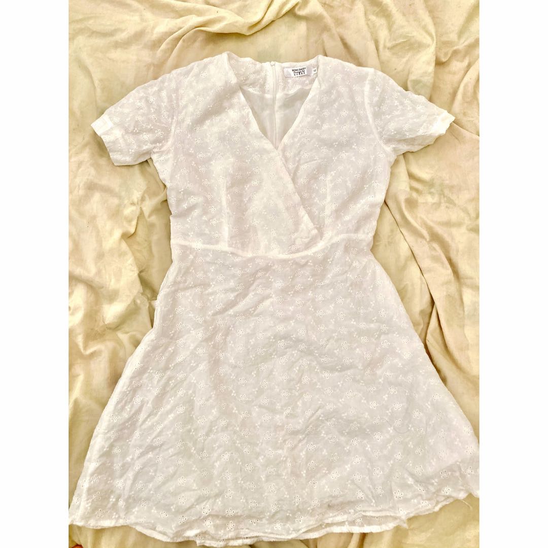 mid length white dress