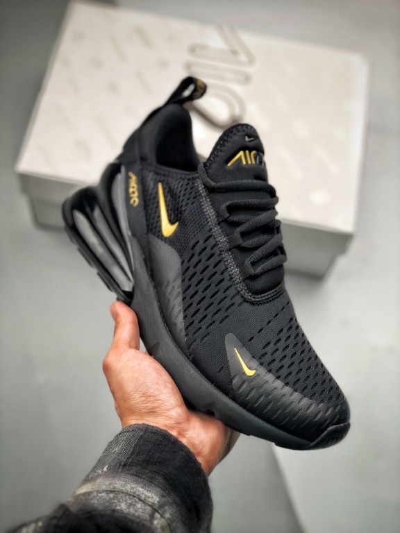 NIKE Air Max 270 React Black Gold shoes for men and women Men s