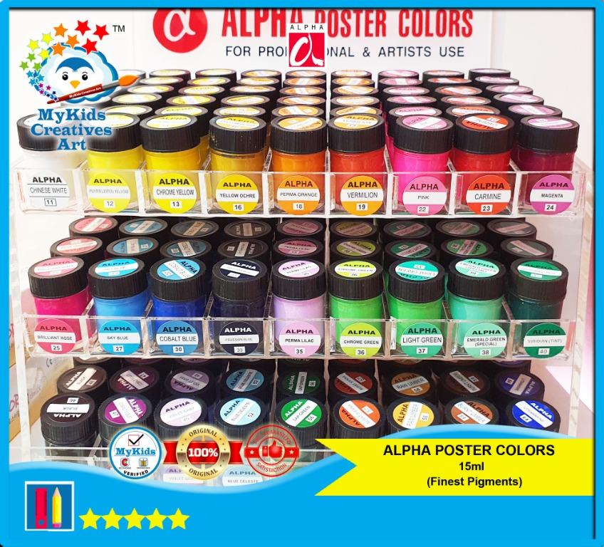 POSTER COLORS 15CC SINGLE COLOUR (ALPHA KOREA), Hobbies & Toys