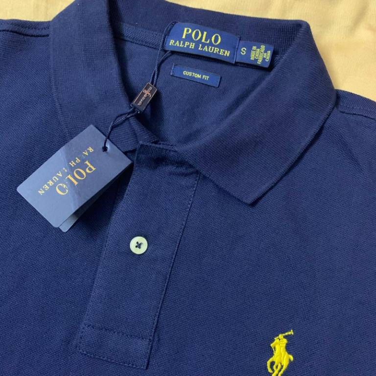 Navy blue polo shirt with yellow horse discount