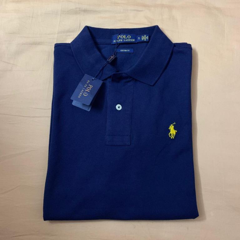 Navy blue polo shirt with yellow horse new arrivals