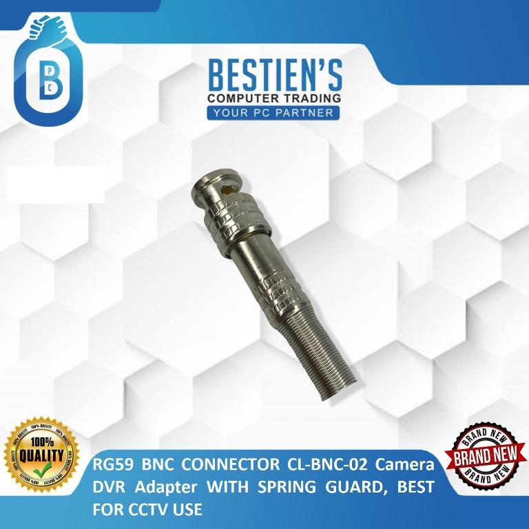 Rg59 Bnc Connector Cl Bnc 02 Camera Dvr Adapter With Spring Guard Best For Cctv Use Electronics Cctv Security Products On Carousell